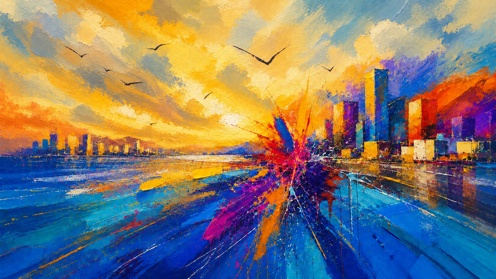 Convergence at Golden Hour digital artwork